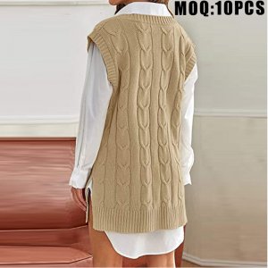 Custom Sweater Vest V-Neck Cable Knit Women S Sleeveless Sweater Knitted Oversized Sweater Custom Jumper