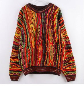 Custom Wholesale Hot Sale Vintage Colorful Women Knitted Pullover Sweater Crew Neck Coogis Sweater