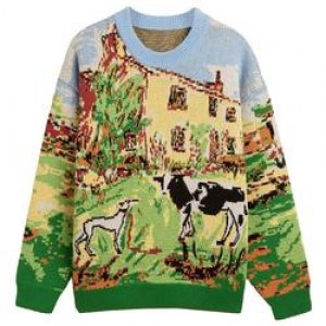 hombres suéter de manga larga de punto Jacquard invierno algodón de punto de cuello redondo hombres suéter de punto personalizado hombres